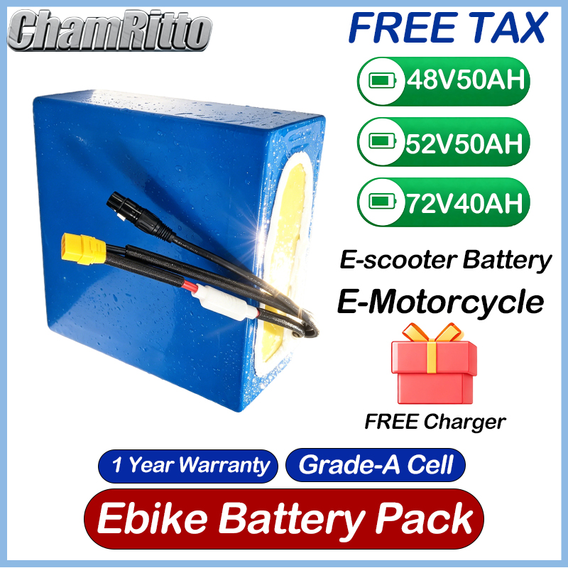 72V 50Ah 21700 Lithium Battery - Bateria de lítio 21700 1500W para
