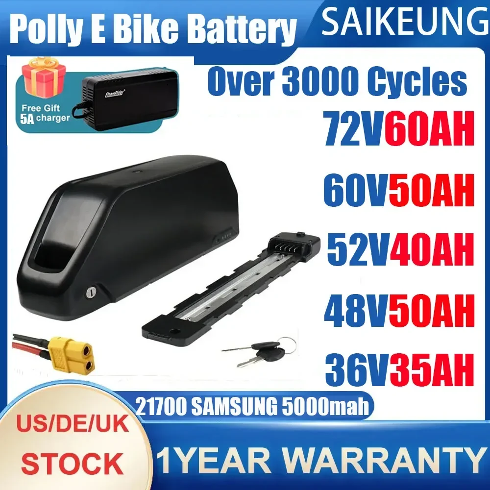 72V 50Ah 21700 Lithium Battery - Bateria de bicicleta elétrica Downtube Hailong